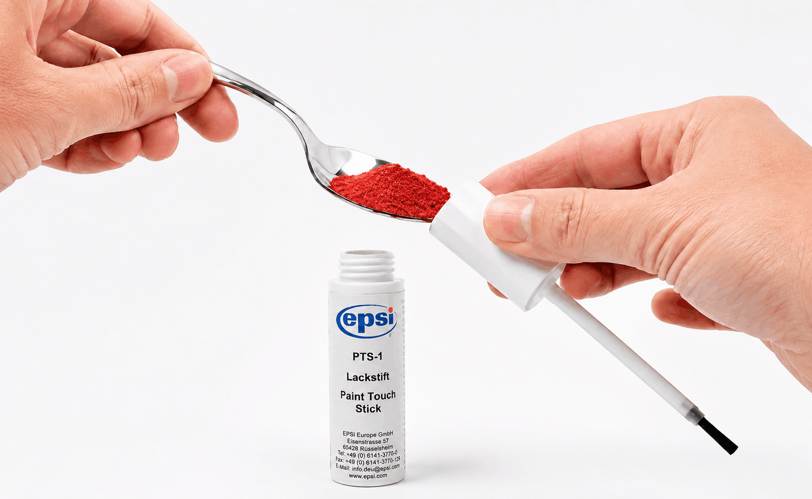 Measuring powder with the Paint Touch Stick dosing cap